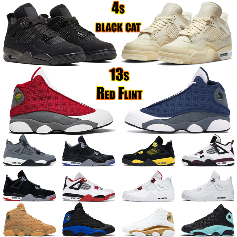 

Top Quality Basketball Shoes 4s Jumpman Men Women 4 Pure Money White Oreo Black Cat Red Thunder Paris Royalty 13s Chicago Flint Lucky Green, Neon