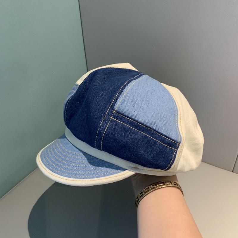 

Berets Designer Octagonal Hats For Women Beret Spring Summer Patchwork Denim Cap Retro Visor Artist Travel Sun HatBerets, Blue