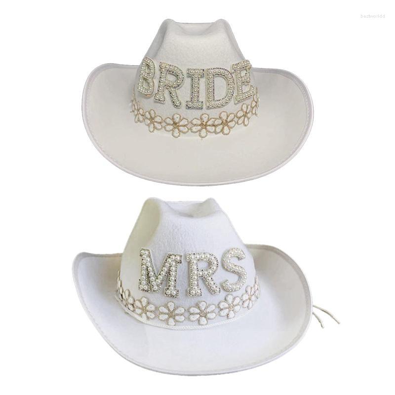 

Berets Women Cowboy Ht White Flower Pplique Perl Beded Cowgirl For Wedding Enggement PrtyBerets, As pic