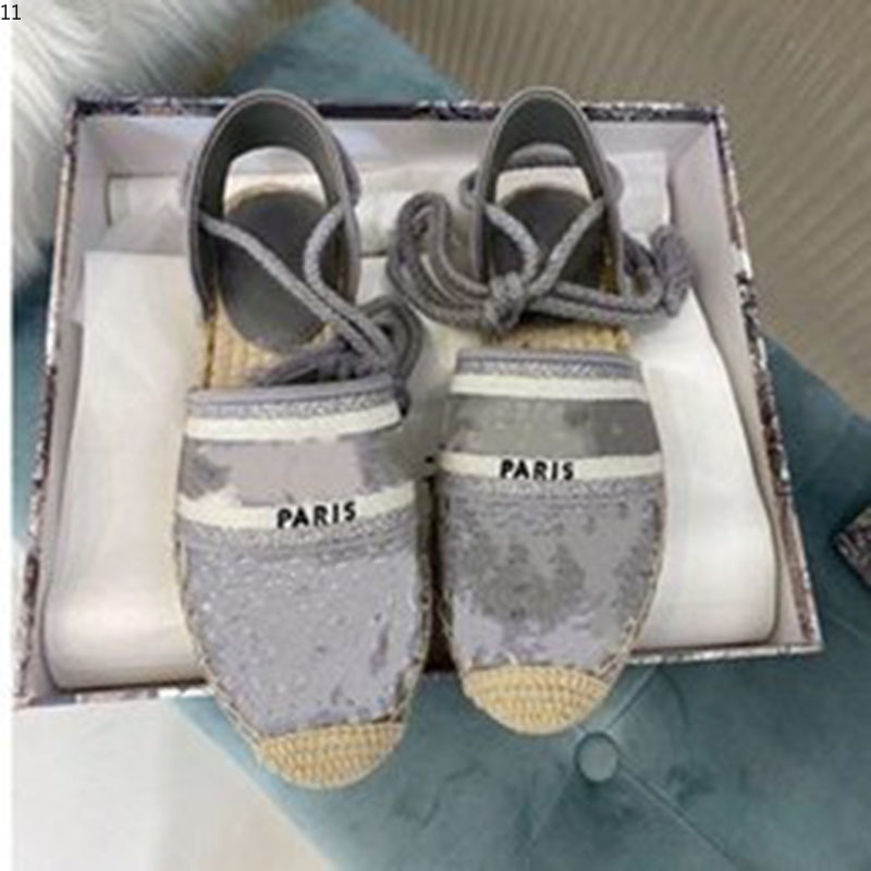 Plateforme de créateurs sandales décontractées mode alphabet pêcheur chaussures de luxe femme de chaussure de chaussures de chanvre à l'herbe tis