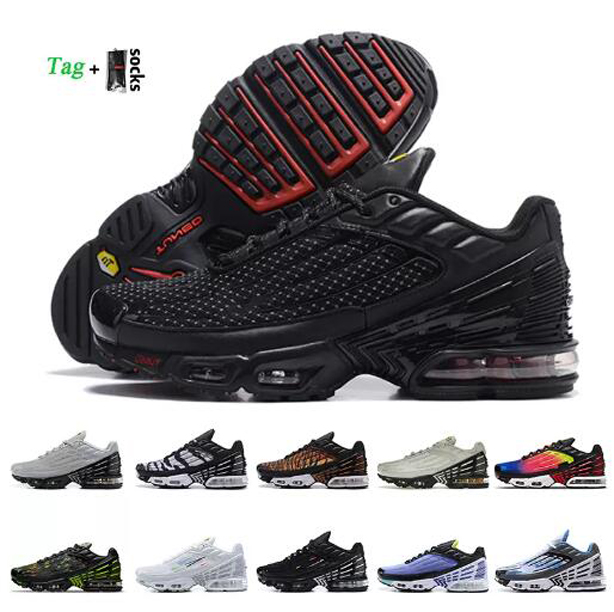 

2022 Women Mens Tn Plus 3 tns OG Black Red Running Shoes With Socks Tuned Tn3 Rainbow Grey Navy Ghost Green Aqua Leather White Laser Blue TNPLUS Mesh Trainers Sneakers, B33 39-45 (2)