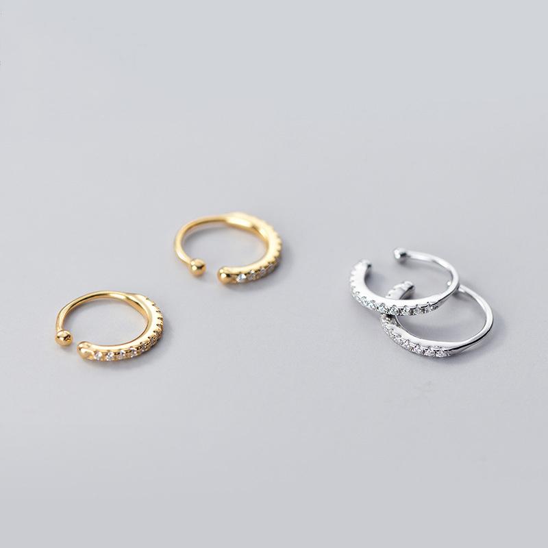

Clip-on & Screw Back Genuine 925 Sterling Silver Zircon Ear Cuff Wraps Non-pierced Cartilage Earrings For WomenClip-on
