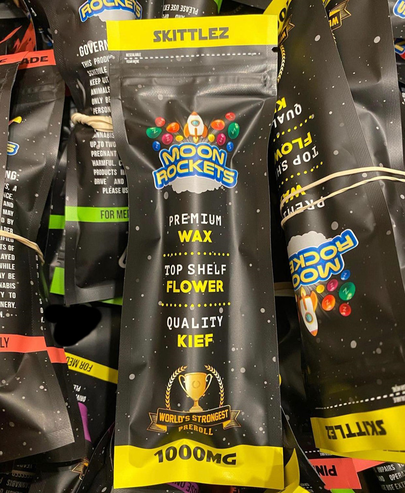 

Moon Rockets Preroll bags original og watermelon pink lemonade 1000MG joints packaging