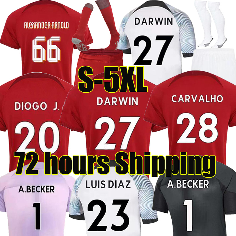 

4XL 5XL 22/23 season soccer jerseys 2022 2023 Mohamed Diogo KEITA Luis DIaz football shirts Minamino Alexander Arnold HOME DARWIN men kids Kits sock Full sets fans, 22-23 training black