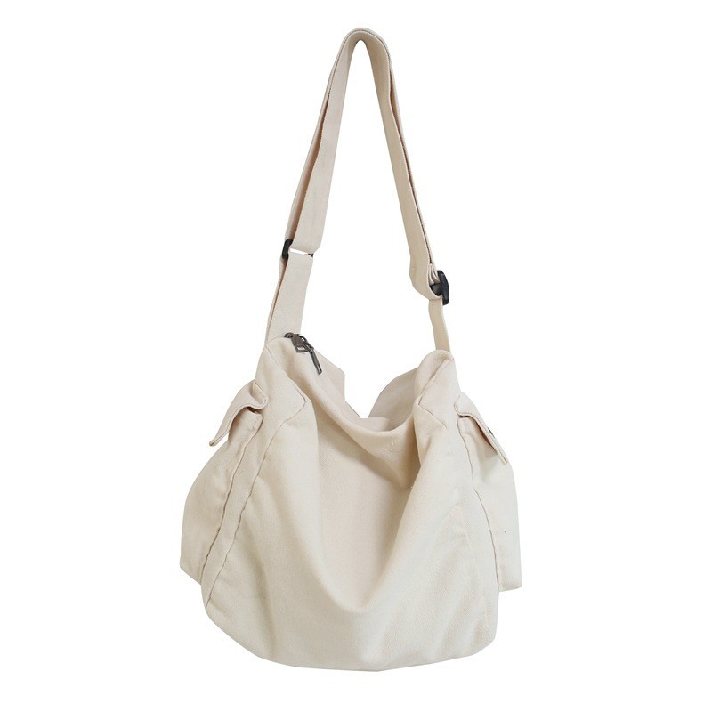 

Canvas Totes Hobo Bags Plain Thick Strap Valise Single-Shoulder Bag Japan and Korea Style Casual Versatile, Customize