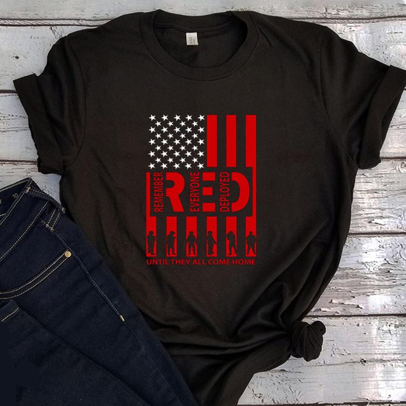 

Men' T-Shirts Remember Everyone Deployed Graphic Tees Red Friday Men Tshirt American Flag Military Shirts 4th Of July Black Tee Casual T, Sk5414-r