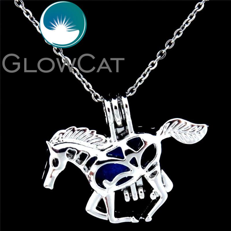 

Pendant Necklaces Pearl Animal Running Horse Beads Cage Locket Essential Oil Diffuser Men Gift JewelryPendantPendant