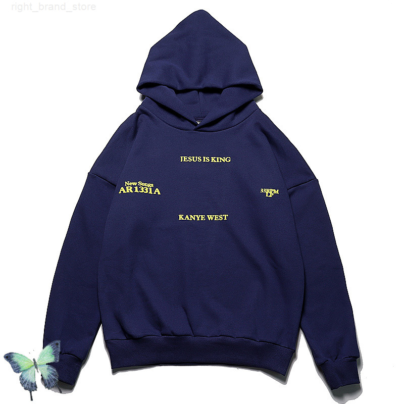 

Blue JESUS IS KING Foaming Letter Hoodie Hooded Sweatshirt W220812, 1896
