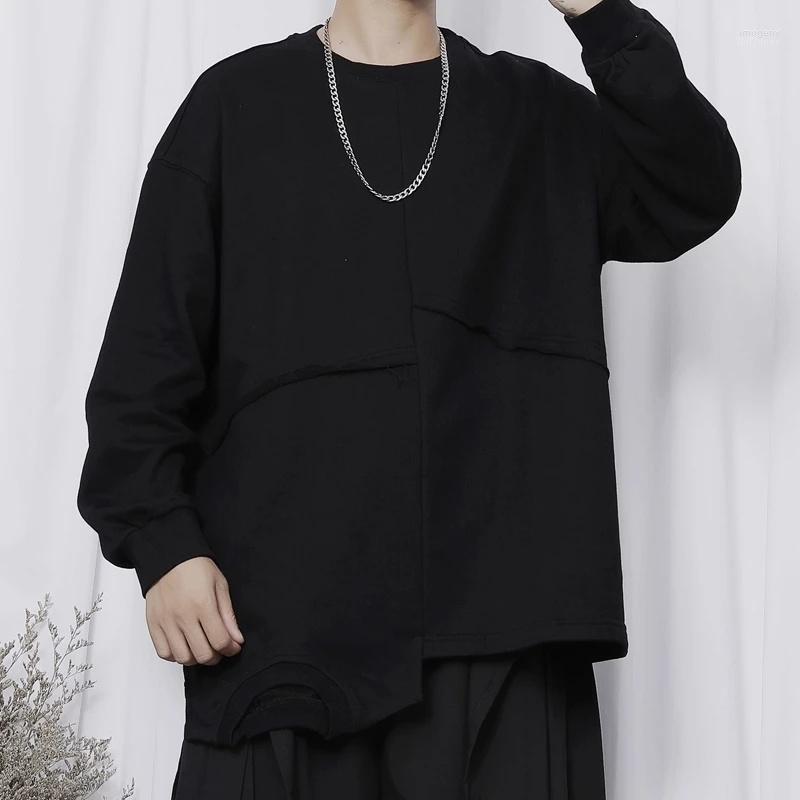 

Men' Hoodies & Sweatshirts Casual Sweater Men' Style Dark Asymmetric Hem Handsome Loose Pullover Trend Versatile CoatMen' Imog22, Black