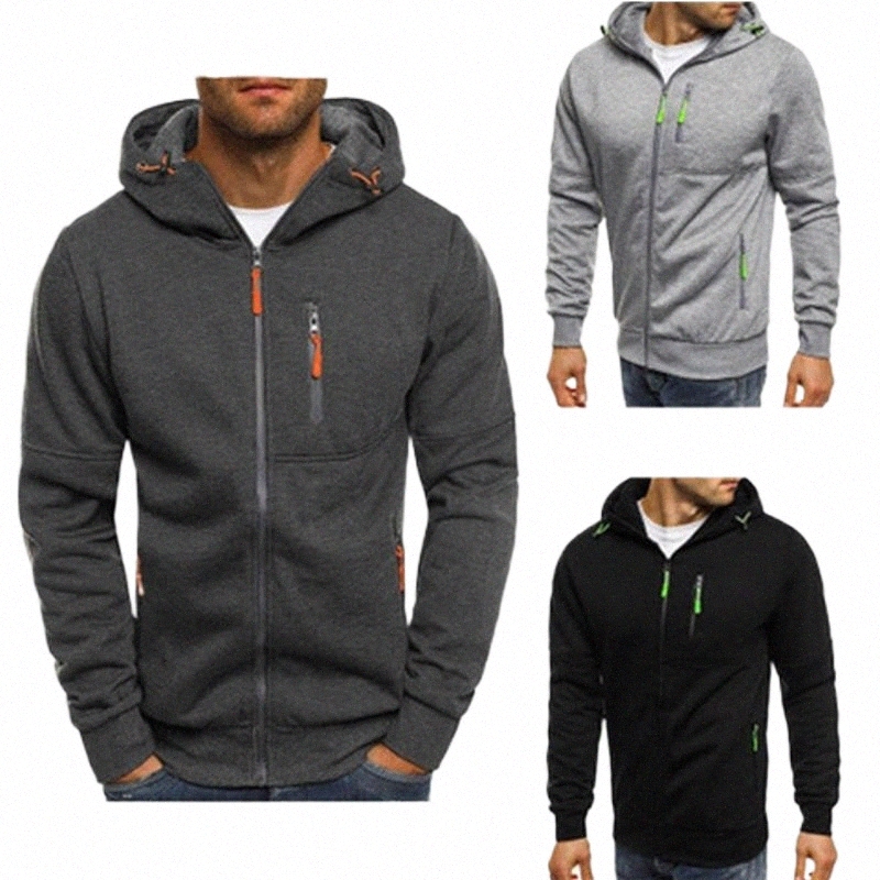 

men's Jackets Spring Autumn Men's Hoodie Jacket Zipper Sports Fitness Leisure Solid Color Hooded Sweater Fashion Streetwear M-3XLMen's L3Fx#, Dark grey