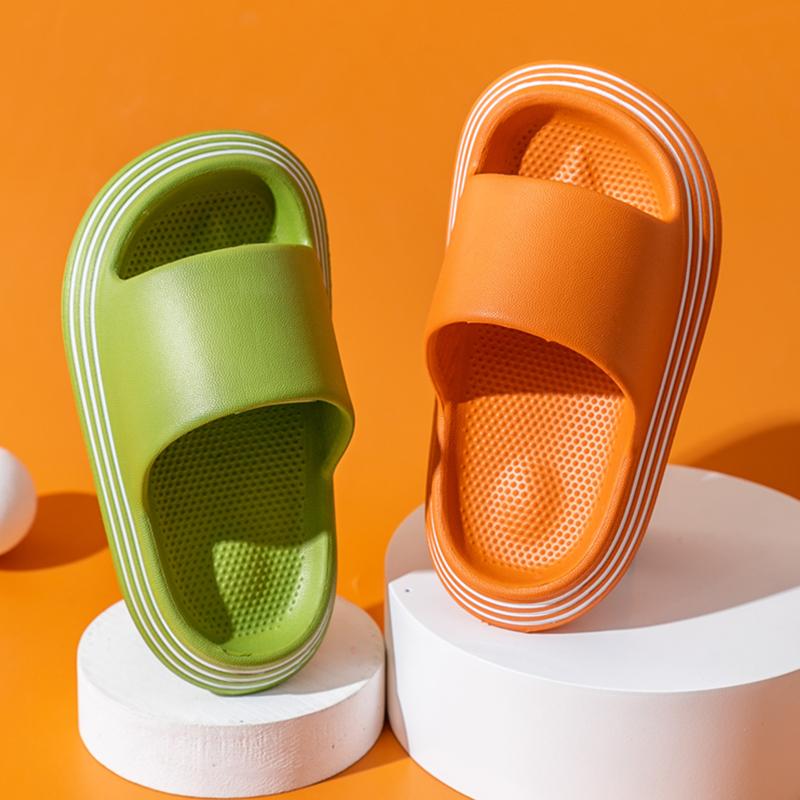 

Slipper Summer House Bathroom Kids Slippers Non-slip Comfortable EVA Boys Girls Home Shoes Stripe Children Sandals 2022, Green