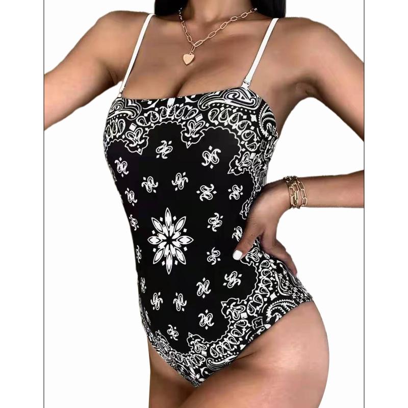 

Women's Swimwear Women One Piece Swimsuit Floral Female Backless Monokini BodysuitWomen's, As pic