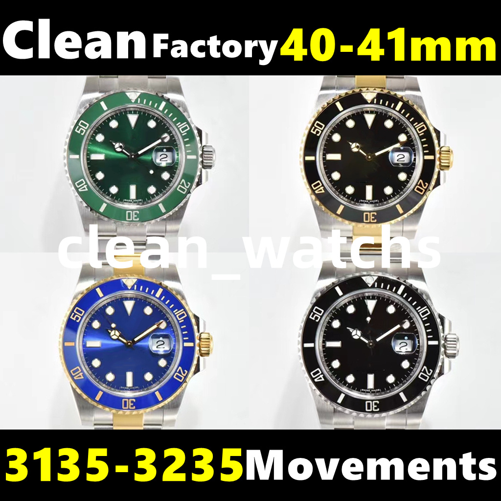 

CLean luxury watches for men top quality 40mm 3135 all-in-one automatic mechanical movement waterproof 100 meters 904L fine steel super luminous c1, Box