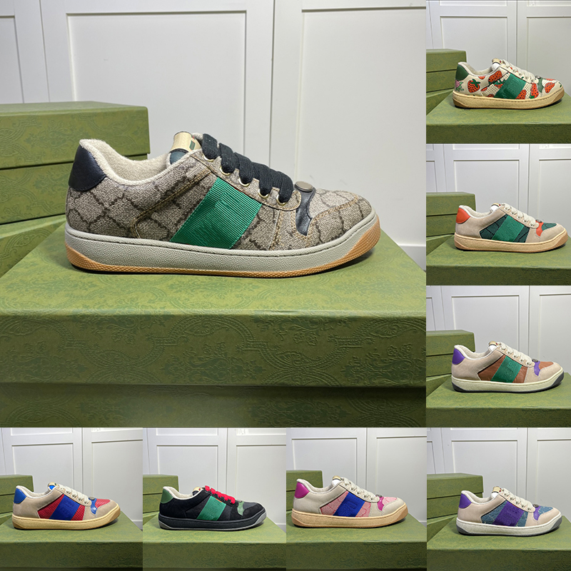 2022 Chaussures de baskets en détresse Mode Style Vintage Comme des baskets sales Floral Rayé Ivoire Ébène Vert Hommes Femmes Plateforme Vieux Pa