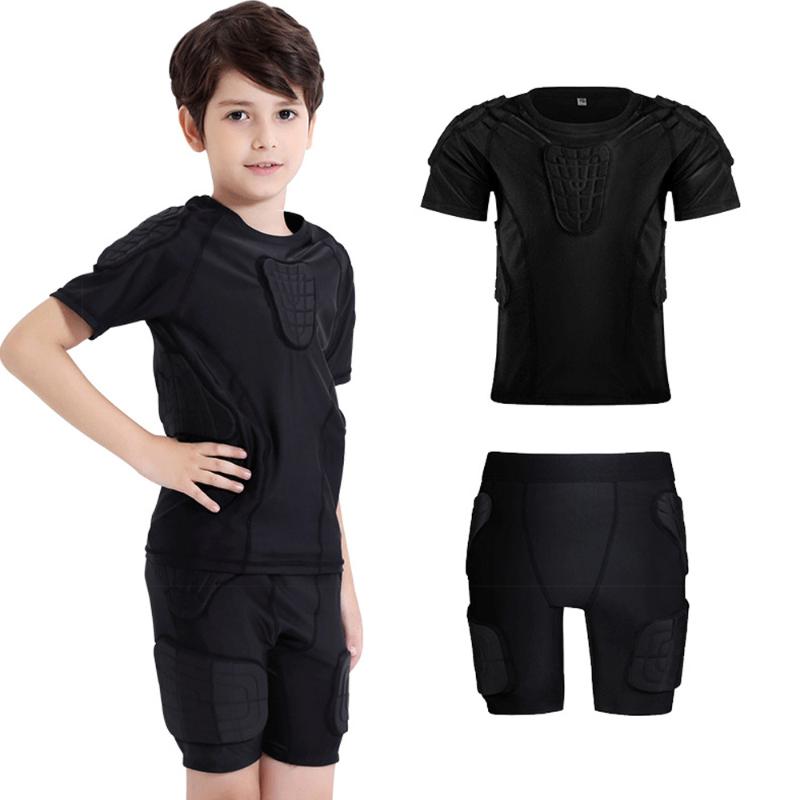 

Gym Clothing Sports Rash Guard Kids Boys Padded Shirt Soccer Basketball Protective Gear Chest Rib Guards Hips Protector Back SupportGym GyGy, Coat