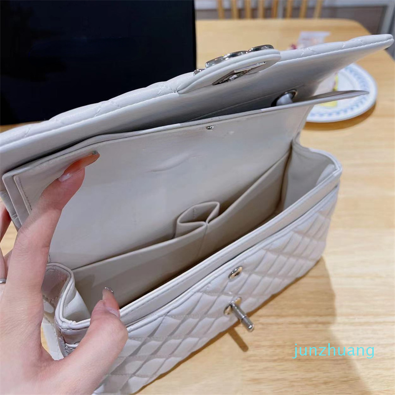 

2022 Designer Top custom luxury brand bag Handbag Leather leather cowhide gold or silver chain Slant shoulder black, White