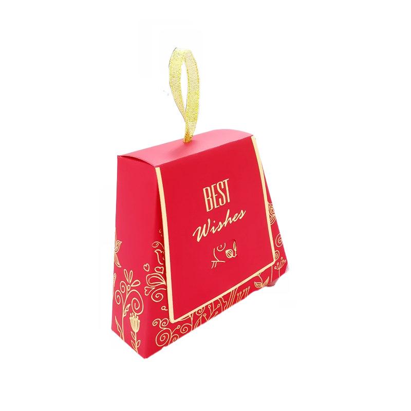 

Gift Wrap 50/100pcs Portable Wedding Candy Boxes With Ribbons Cute Paper Handbag Wishes Bronzing Mini Bag For Party Baby Shower