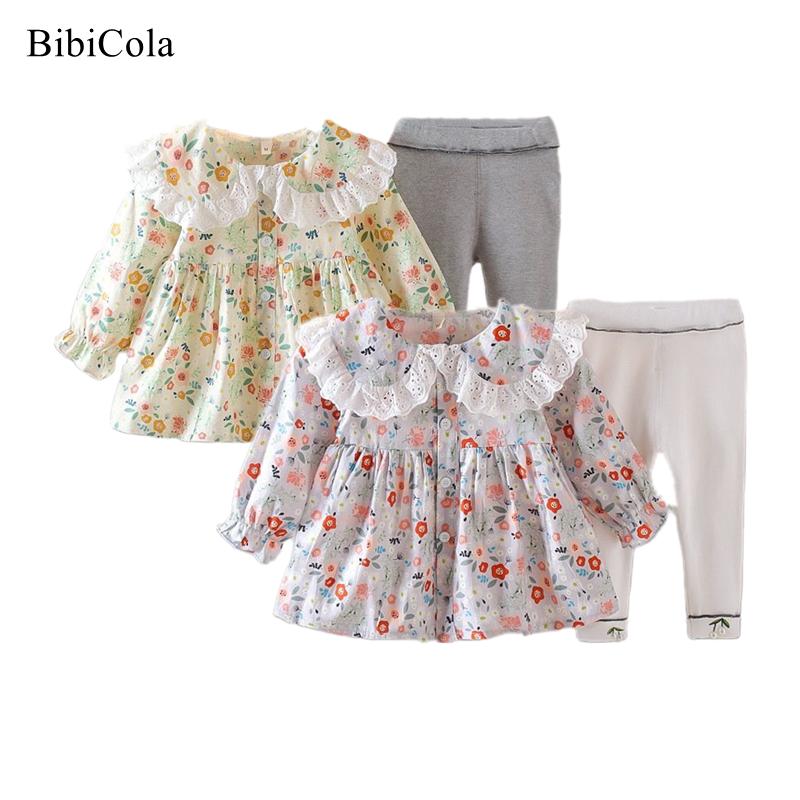 

Clothing Sets Born Baby Girls Autumn Clothes Doll Collar Print Long Sleeve Fashion Tops +Leggings 2Pcs Outfits Casual Infant, White