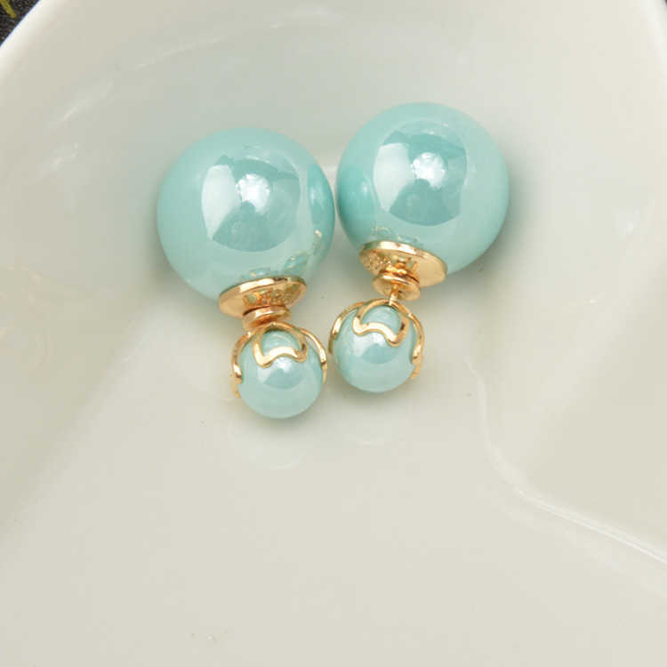 

High imitation Shell Bead Earrings temperament silver jewelry still double-sided pearl earrings Charm