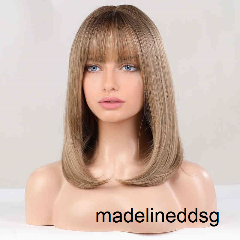 

Hair Synthetic Wis Cosplay Henry Margu Bob Straight Synthetic Wgs for Women Ombre Brown Blonde Shoulder Length Natural Hir Lolita Cosplay K708, Lc299-1