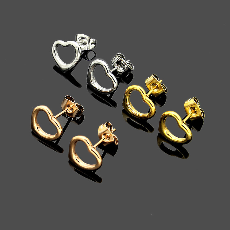

Womens Designer Stud Earrings Silver Rose Gold Love Earring Luxury Fashion Hollow Heart Earrings Jewelry