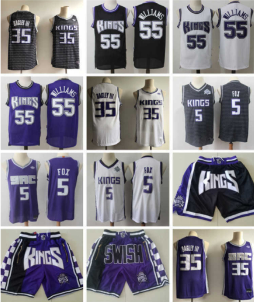 

Mens Sacramento''Kings''Jersey De'Aaron 5 Fox Marvin 35 Bagley III Jason 55 Williams Basketball Shorts Basketball Jerseys, Color