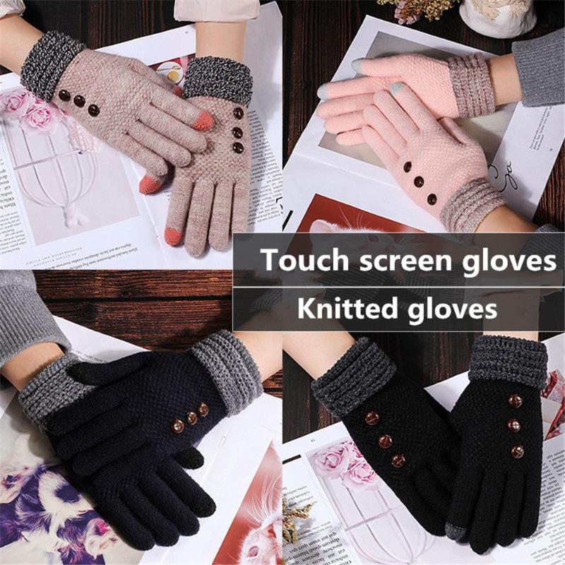 

Five Fingers Gloves Fashion Mittens Gift Warm Knit Riding Touch Screen ThickenFive