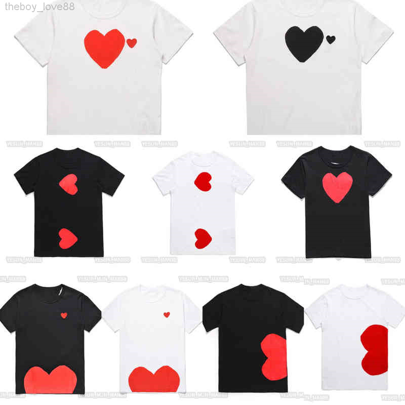 

Designer Mens Play T White Eyes Big Red Peach Heart Embroidery Printed Commes Casual Fashion Women Shirts High Quanlity Tees, 23