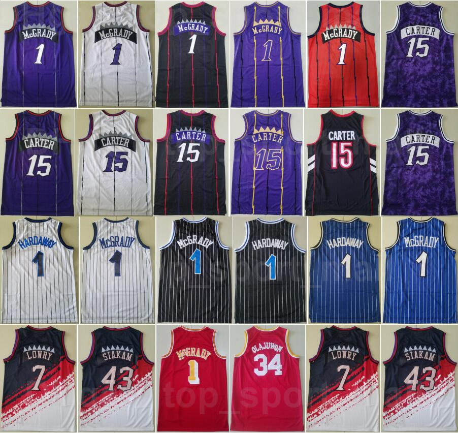 

Mitchell Ness Basketball Penny Hardaway Vintage Jersey Tracy McGrady 1 Vince Carter 15 Retro For Sport Fans Breathable Black White Blue, 1 mcgrady