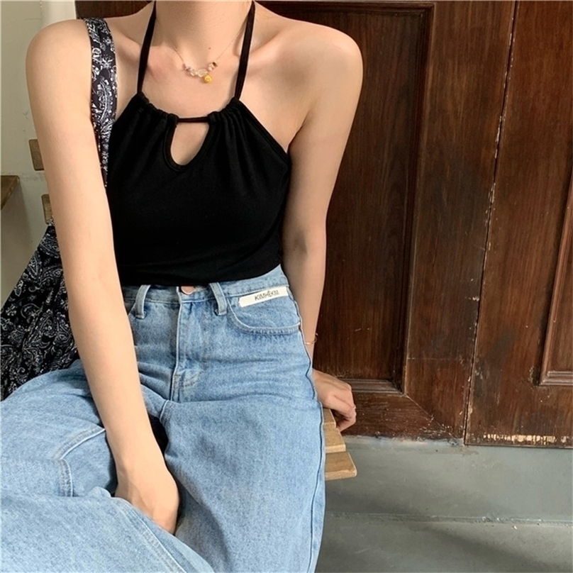 

2colors korean style camisole women Sexy tank top female summer sleeveless Soild Color crop tops womens (R98259) 220318, White