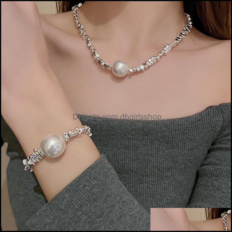 

Chains Necklaces Pendants Jewelry Danlery Pearl Geometric Irregar Chain Necklace Sen Department Fashion Temperament Clavicl Dh7Jq