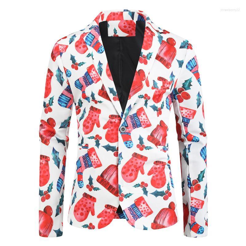 

Men's Vests Christmas Color Printed Suit Autumn And Winter Warm Fashion Button Lapel Long Sleeve Casual Jacket Coats Stra22, Red