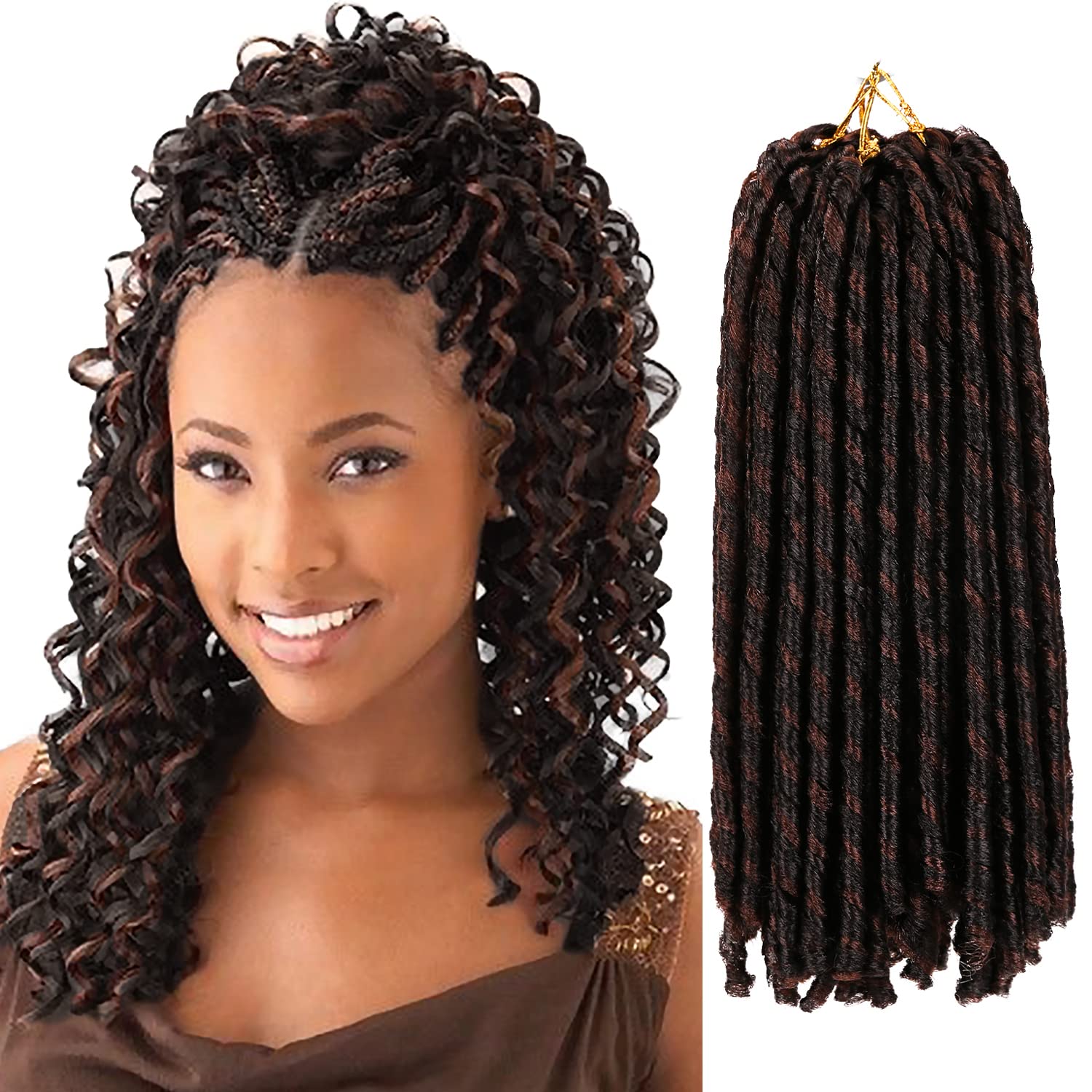 

Crochet Braids Hair Synthetic Braiding Hair Extension 14 inch 70g/pack Afro Hairstyles Soft Faux Locs Hair Black Brown Color LS07, Bug