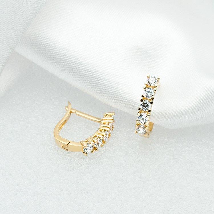 

Clip-on & Screw Back Five Rhinestone 14 Carat Gold Earrings
