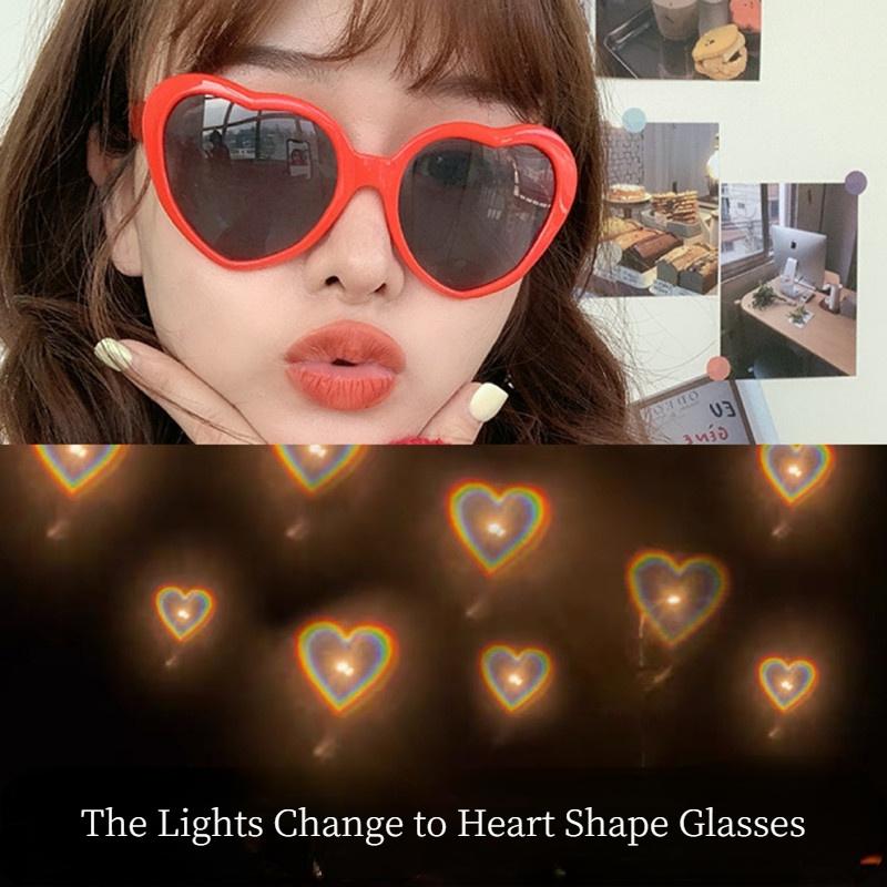 

Sunglasses Heart Shaped Love Effects Glasses Watch The Lights Change To Shape At Night Diffraction Party Bar GlassesSunglasses