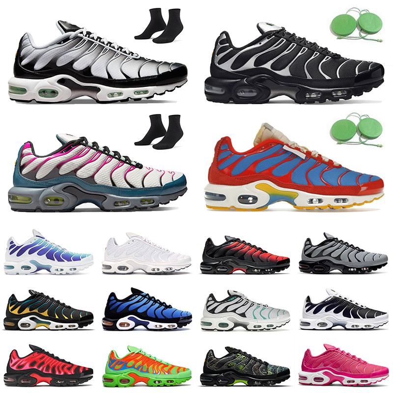 

MX Tn Plus Trainers Original Running Shoes Hyper Jade Tns Designer sneakers Pink Teal Volt Black Green Metallic Silver Men Women Sports Terrascape Mint Green Accents, 40-46 black white