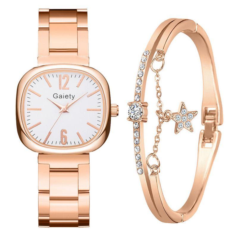 

Wristwatches 100pcs/Lot Fashion Women's Watch With Bracelet Luxury Steel Belt Casual Square Quartz WristWatch Ladies Women ClockWristwat, White