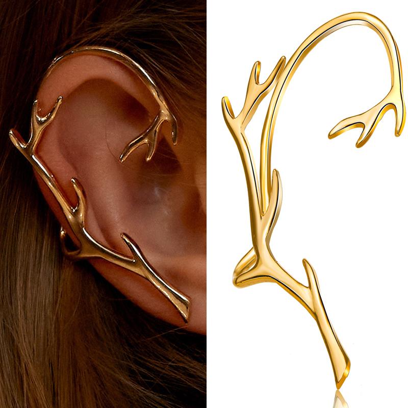 

Clip-on & Screw Back Punk Trendy Branch Clip Earrings Vintage Ear Cuff Gothic Gold Silver Hanging Wrap For Women Minimalist No Piercing 1PC
