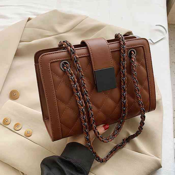 

55% Off Discount Women's Bag 2022 New Crossbody Armpit Versatile Large Capacity Summer Textured Chain Small Rhombic Leather Shoulder Crossbody Shoulder Bags, Black