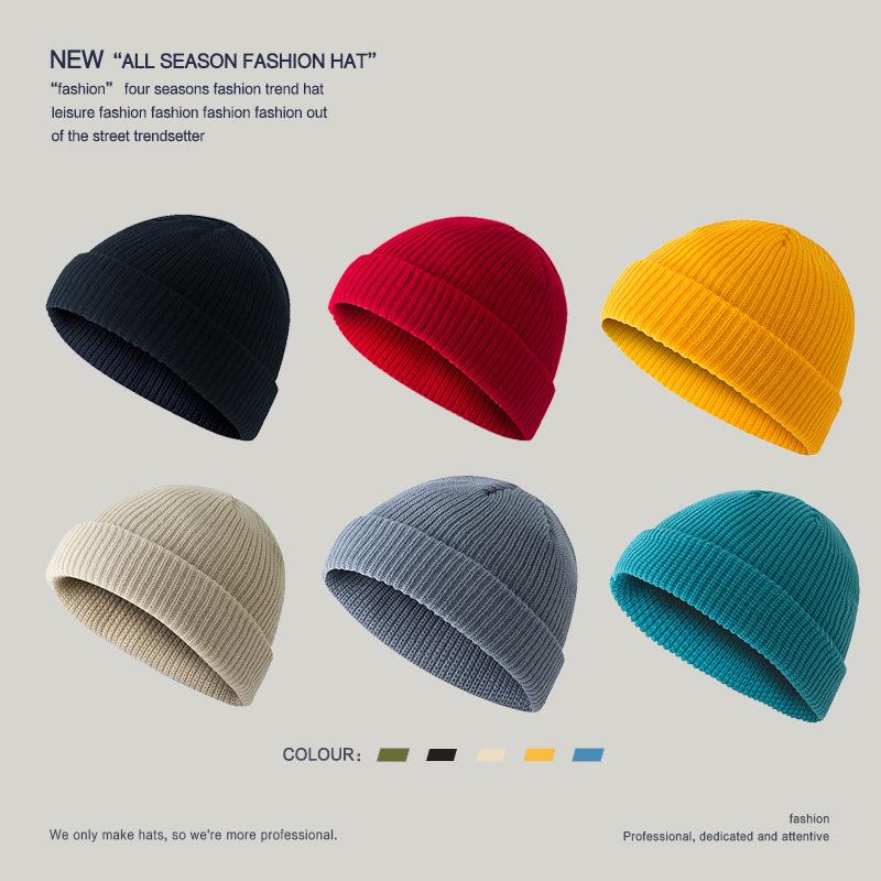 

Ball Caps Autumn Hip-Hop Winter Retro Style Cap Dome Warm Short Casual Men Acrylic Elastic Windproof Fashion Trend Knitted Women CapBall, White