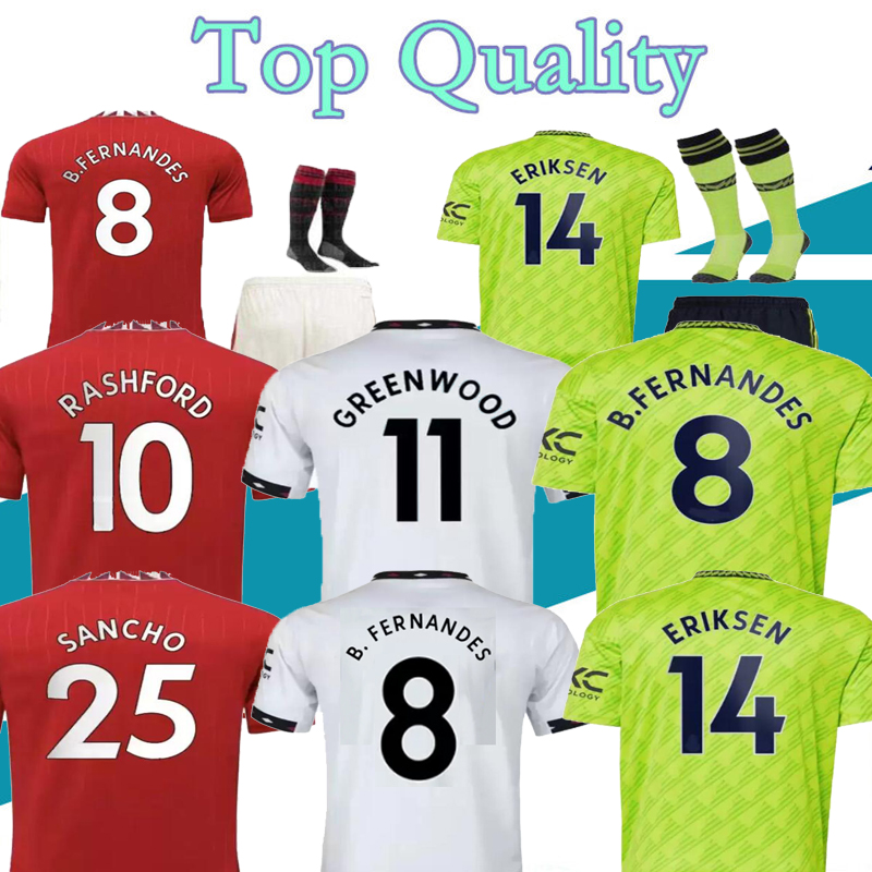 

2022 2023 SANCHO Player Version Soccer Jerseys VARANE BRUNO FERNANDES MANS UTDS RASHFORD Jersey Man kit Football Shirt TELLES 22 23 uniteds MANs equipment, 22/23 away kits
