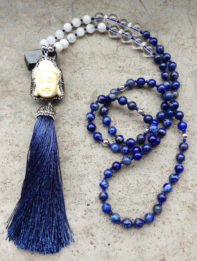 

Pendant Necklaces Buddha Pave Rhinestone Tassel Black Only Beads Knot Handmade Necklace 30-32inchPendant PendantPendant