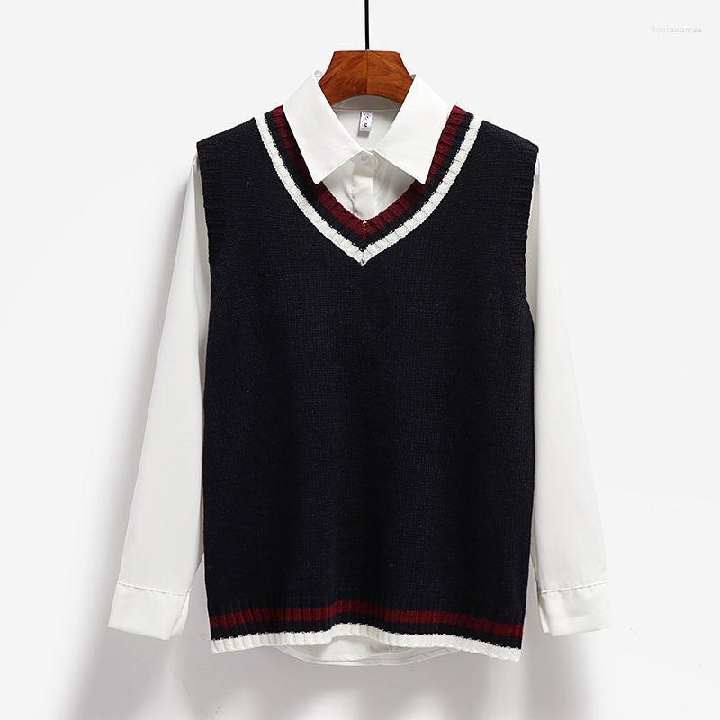 

Women' Vests Fashion Solid V-Neck Knitted Vest Loose Casual Sweet Sleeveless Pullover Sweater 2022 Soft Spring Autumn Tops Luci22, Dark grey