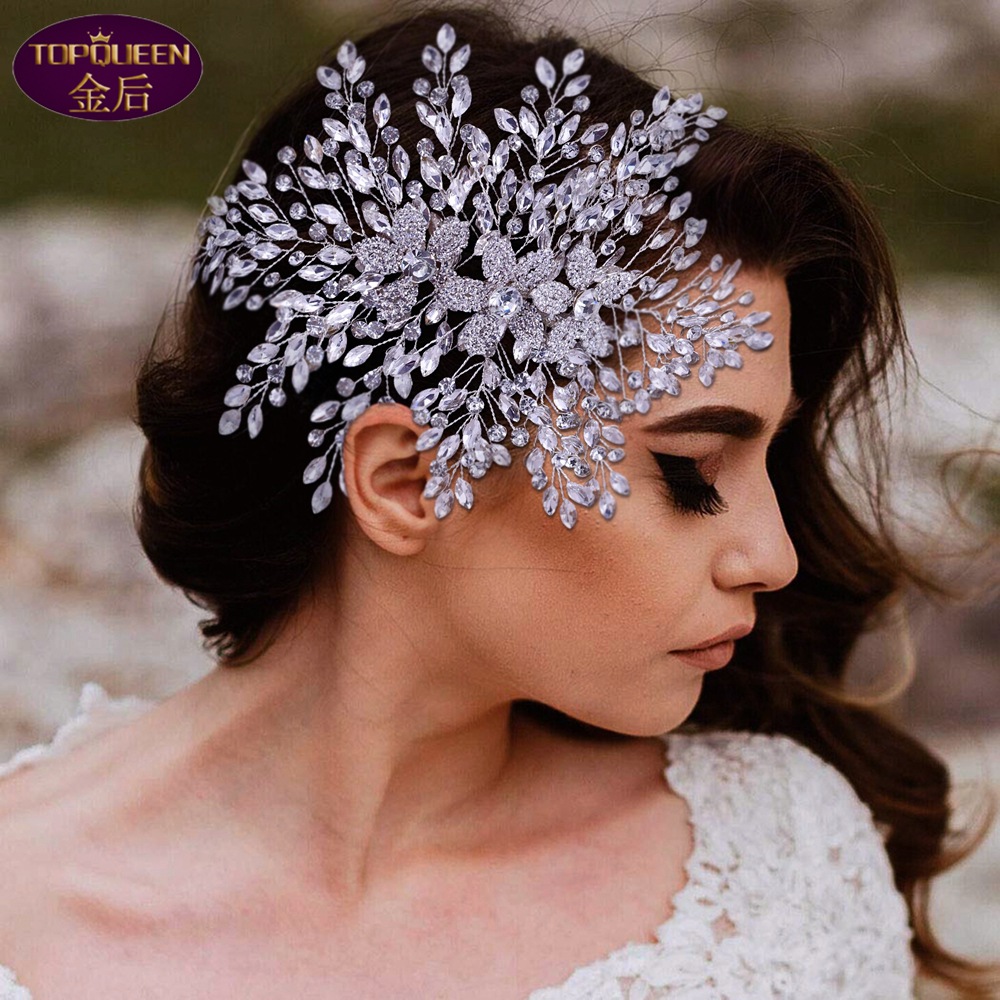

Silver Updo Side Crystal Tiara Baroque Crystal Bridal Headwear Crown Rhinestone with Wedding Jewelry Hair Accessories Bridal Crowns Headpieces