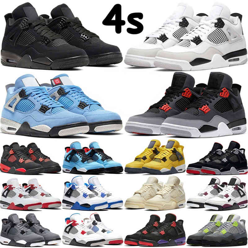 

with Box Jordns Jumpman Basketball Shoes 4s Black Cat Men Women 4 Military Sail University Blue Infrared Pure Money Neon Motorsports White Oreo Chaussures, # 13