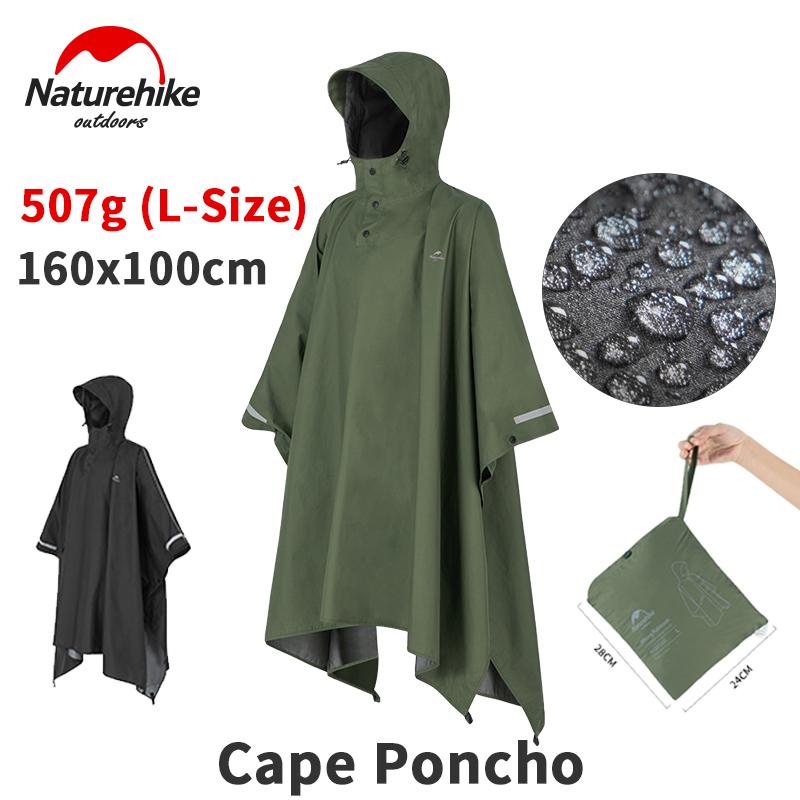 

Hunting Jackets Naturehike Camping Cape Poncho Raincoat Outdoor Hiking Waterproof Breathable Hooded Rain Coat High-Permeable Fishing, Black