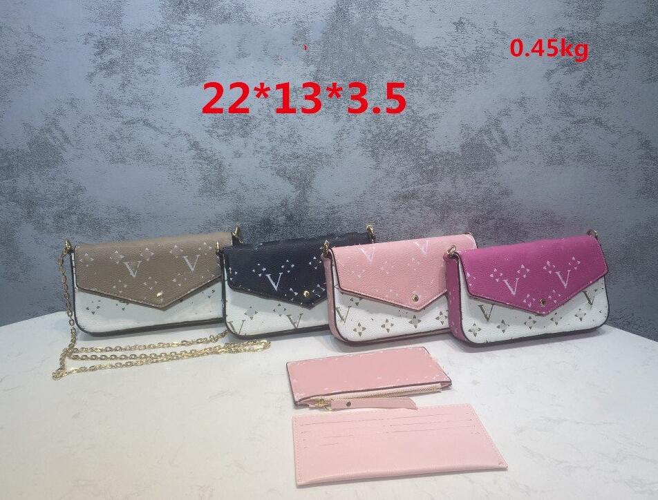 

Luxury 3 piece bag designer handbag Pochette Felicie Bags cardholder Classic Leather chain Handbags Shoulder envelope Clutch Tote Messenger Shopping Purse wallet, Extra freight