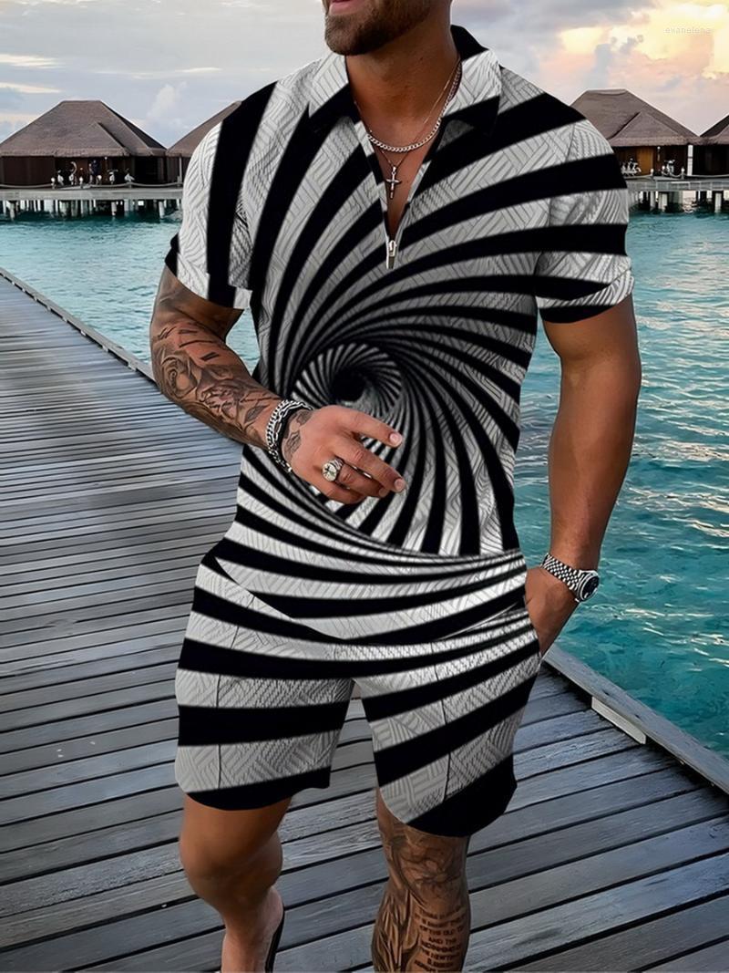 

Men' Polos Summer Men' High Quality Sportswear Geometry Short Sleeve Zip Shirt Shorts Set Casual Streetwear 2 PieceMen' Men'sMen' Ev, Chi-cs-jh01