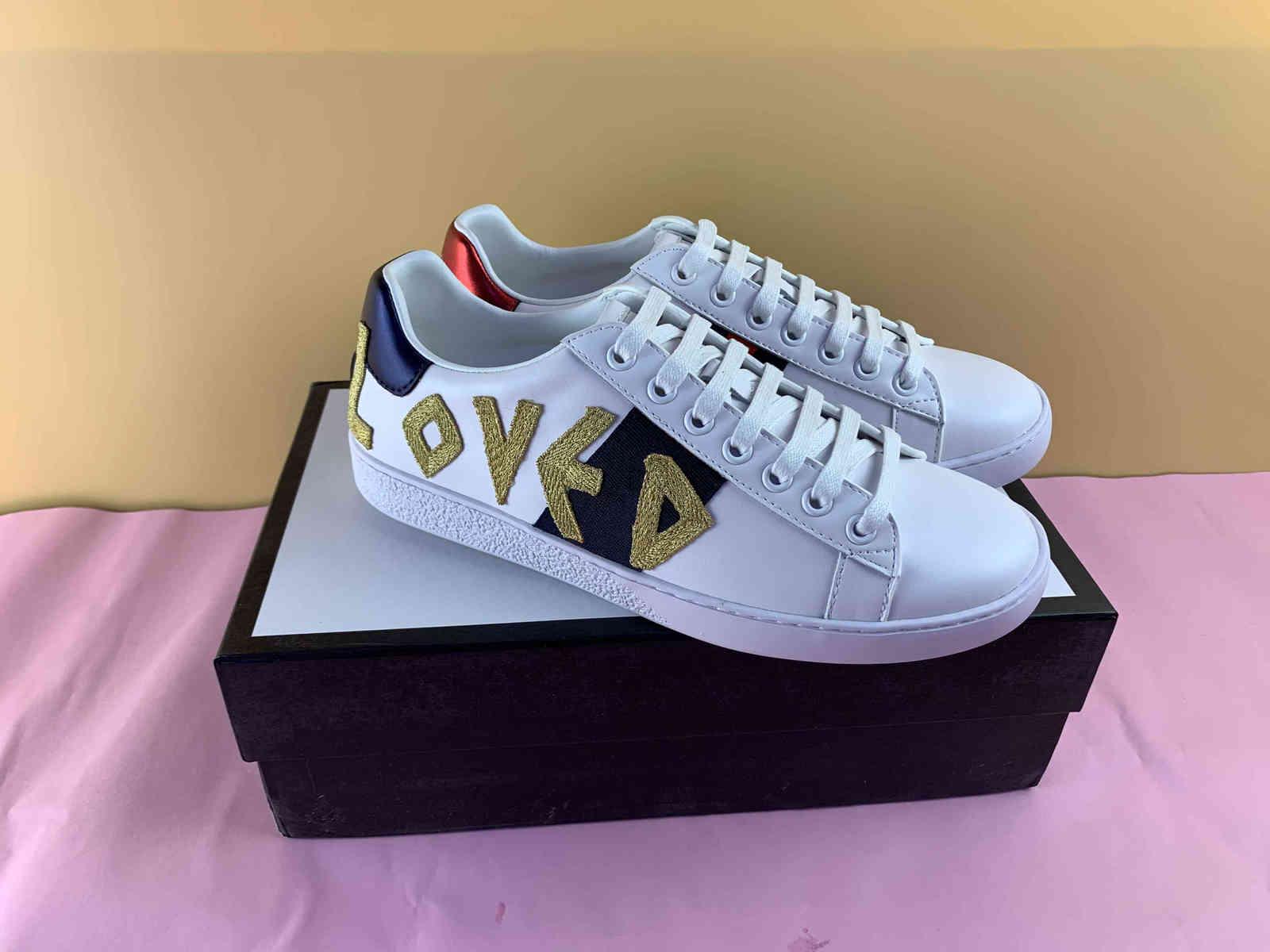 

Hot Designer Brand Casual Shoes White Ace Green Blue Red Stripe Bee Tiger Snake Loved Sneaker For Men Women Big Size 34 -46, Red bee