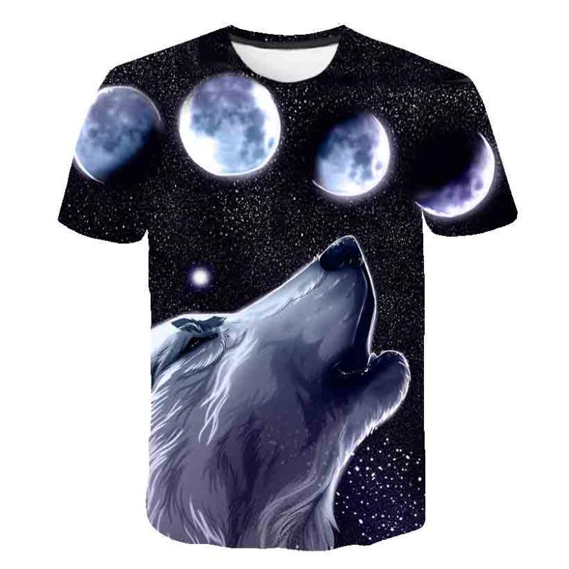 

T-shirts Children Fashion T-shirt Boys 2022 Est 100-160cm Wolf 3D Print Animal Cool Funny Short Sleeve Summer Top T ShirtT-shirts, Picture color